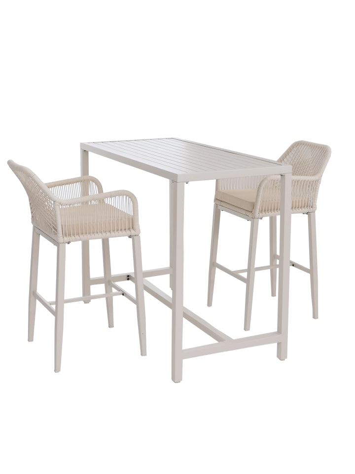 Set Bartisch + 2x Barhocker P91, Creme