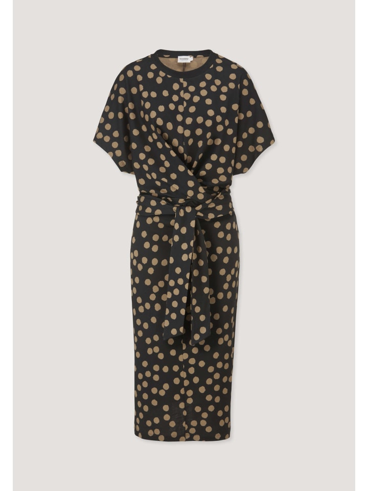 Hessnatur Jersey Kleid Midi Oversize aus reiner Bio-Baumwolle in schwarz