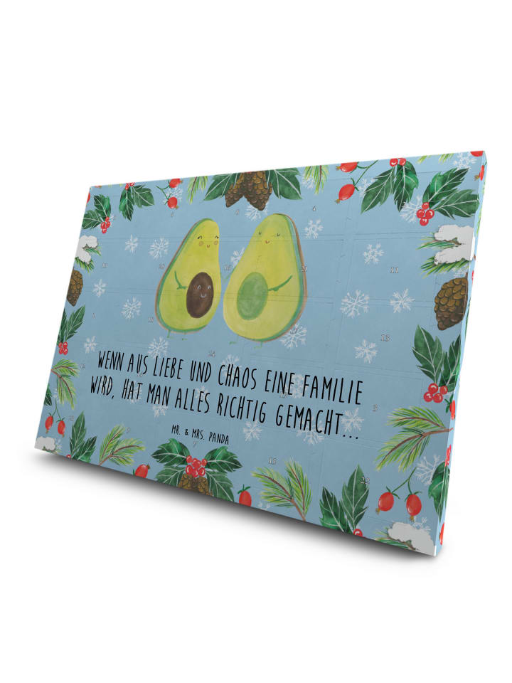 Advents-Teekalender Avocado Pärchen mit Spruch in Eisblau