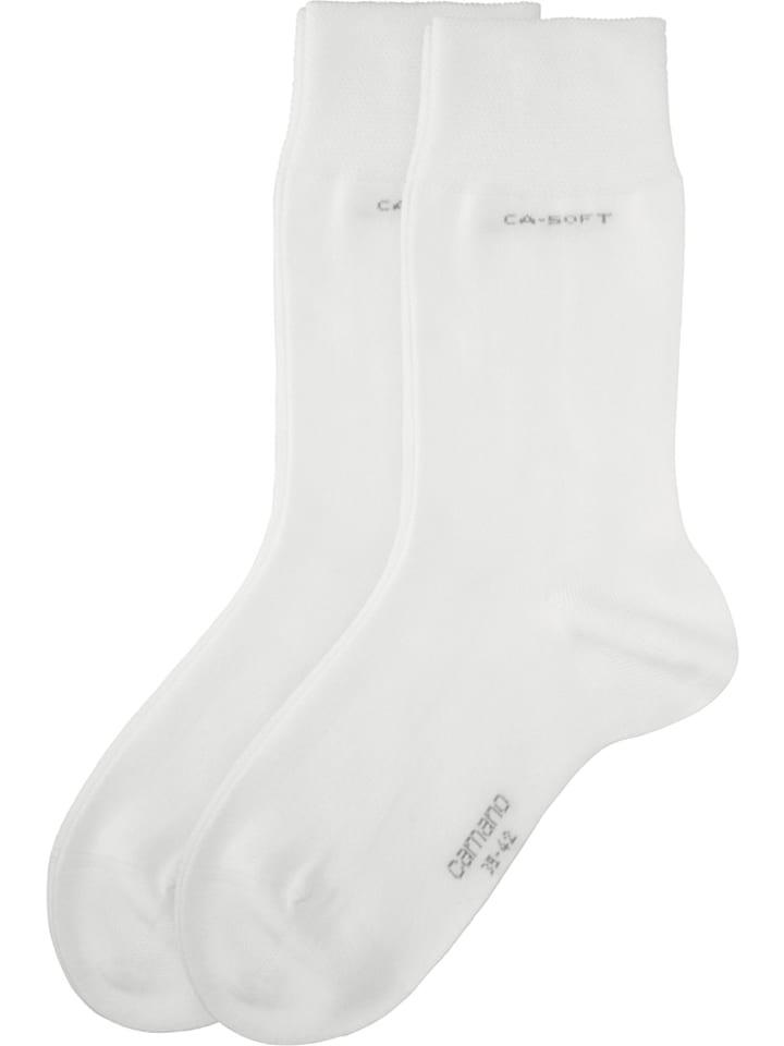 Baumwolle Unisex-Socken 2 Paar mit Softbund ca-soft in weiß