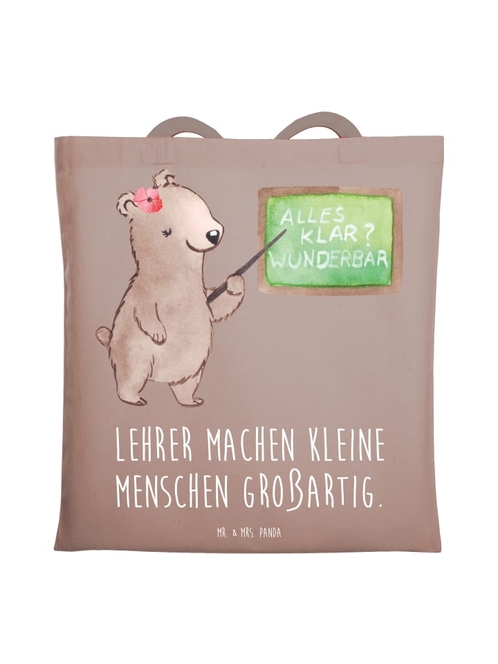 Tragetasche Lehrer Großartig mit Spruch in Braun Pastell