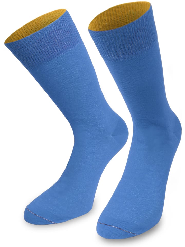 1 Paar Socken Bi-Color in Himmelblau/Aprikose