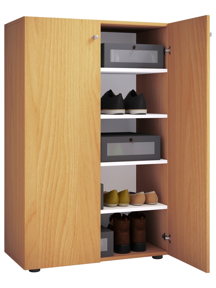 XL Holz Großer Schuhschrank Schuhkommode Lona 5 in Buche