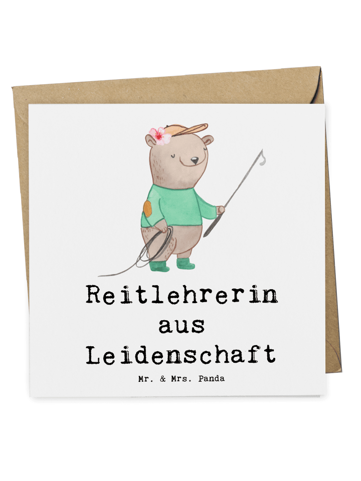 Deluxe Karte Reitlehrerin Leidenschaft mit Spruch in Weiß