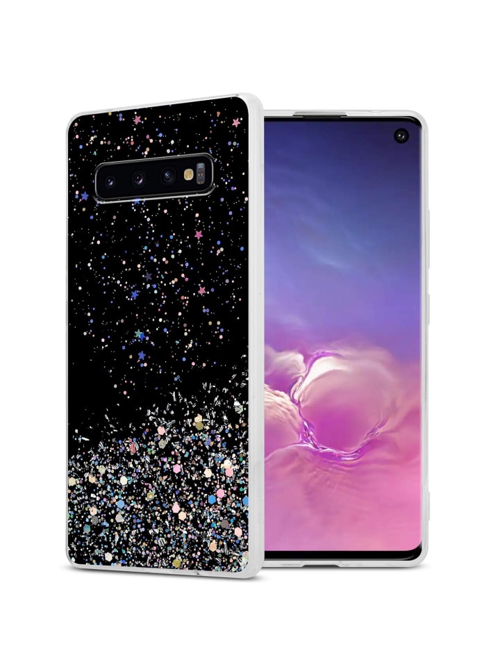 Hülle für Samsung Galaxy S10 4G Glitter in Schwarz mit Glitter