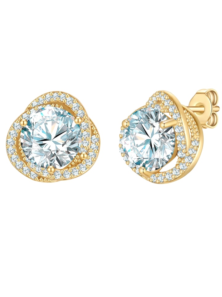 Ohrstecker aus Messing mit Zirkonia in gelbgold