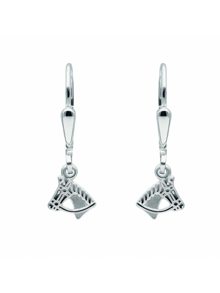 Damen 925 Silber Ohrringe / Ohrhänger Pferd in silber