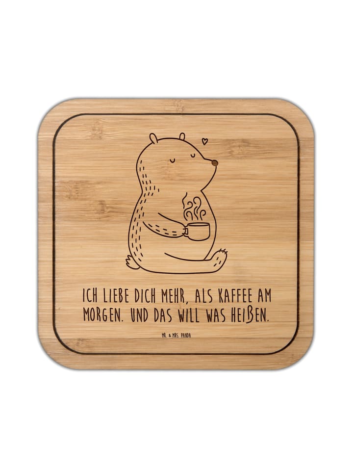 Untersetzer Bär Morgenkaffee mit Spruch in Transparent