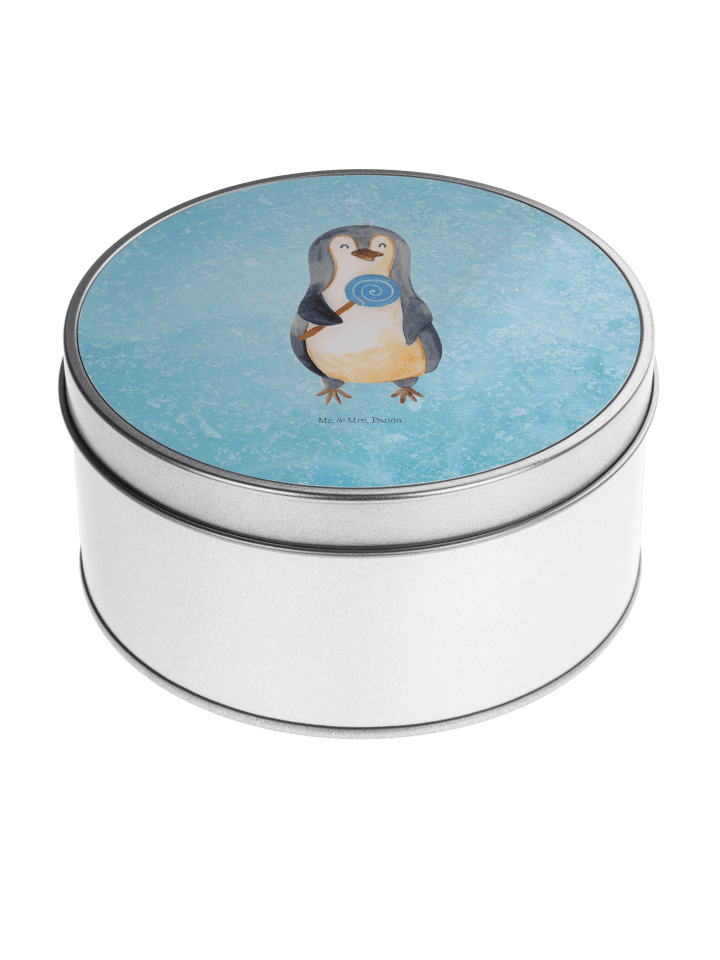 Schmuckdose Pinguin Lolli ohne Spruch in Eisblau