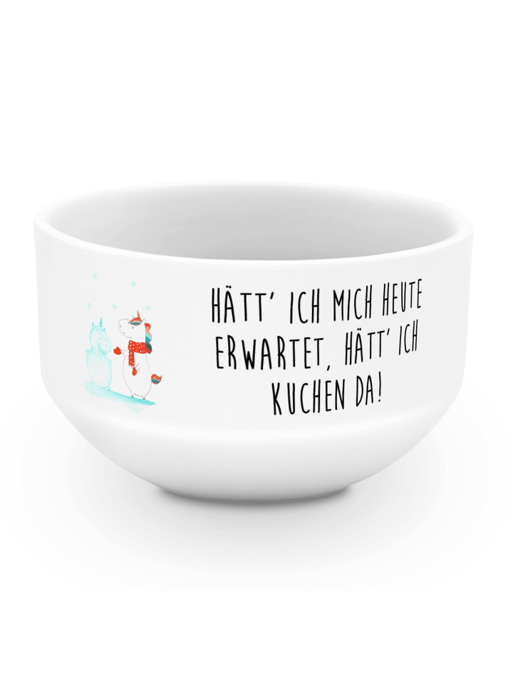Schälchen Einhorn Schneemann mit Spruch in Weiß
