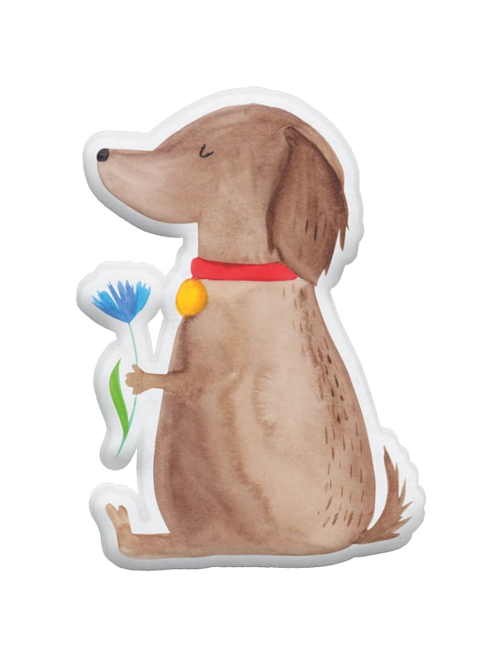 Dekokissen Hund Blume ohne Spruch in Weiß