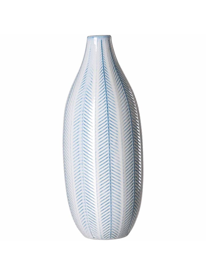 Vase Reef in 40 cm in weiß-blau