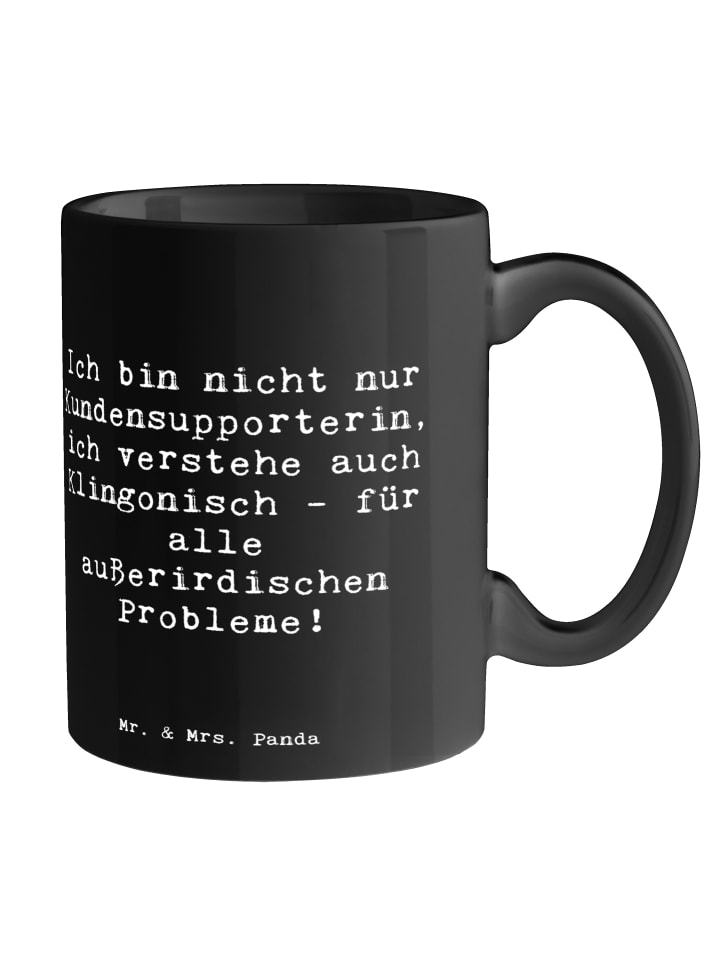 Tasse Kundensupport Kompetenz mit Spruch in Schwarz