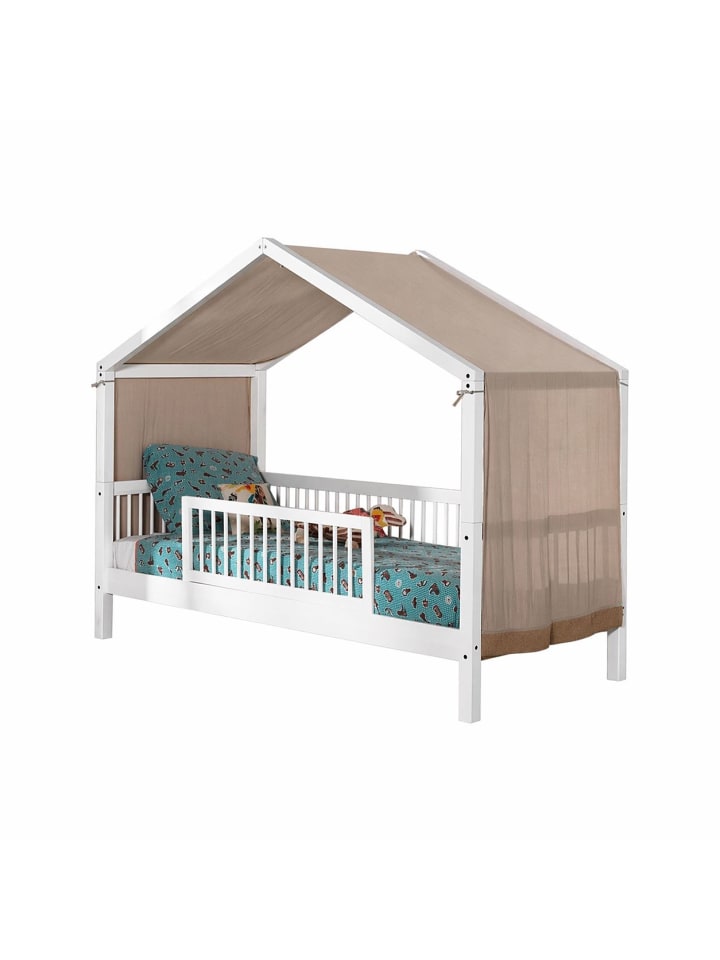 HAUSBETT 90x200 Keeley Buche Weiß Holz Himmel Komfort Stabil