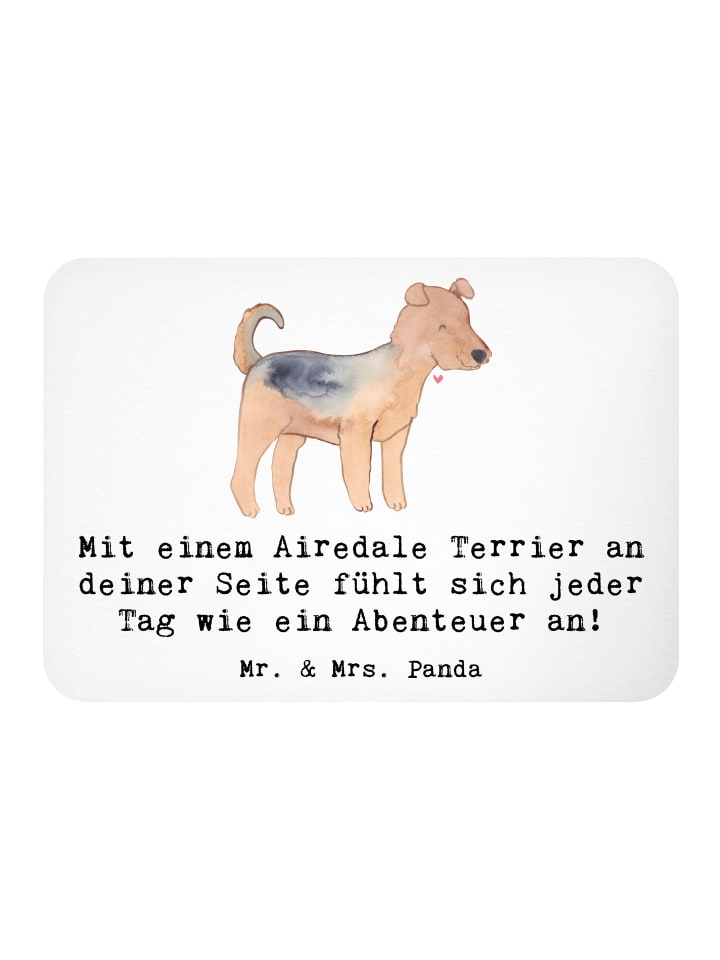 Kühlschrankmagnet Airedale Terrier Abenteuer mi... in Weiß