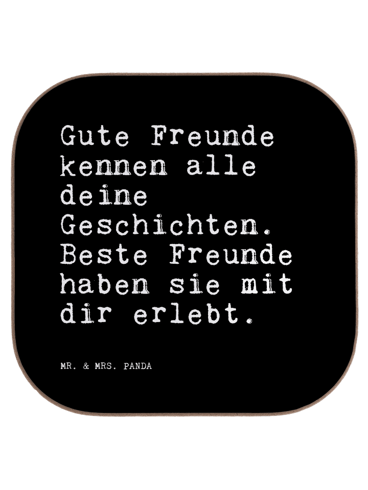 Glasuntersetzer Gute Freunde kennen alle... mit... in Schwarz