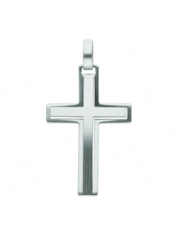 Damen & Herren Edelstahl Kreuz Anhänger in silber