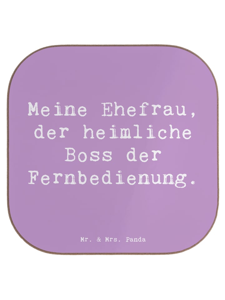 Glas-Untersetzer Spruch Ehefrau Boss mit Spruch in Lavendeltraum