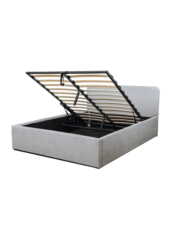 Bett YSA mit Bettkasten in Grau - (W)205 x (H)88 x (L)150 cm