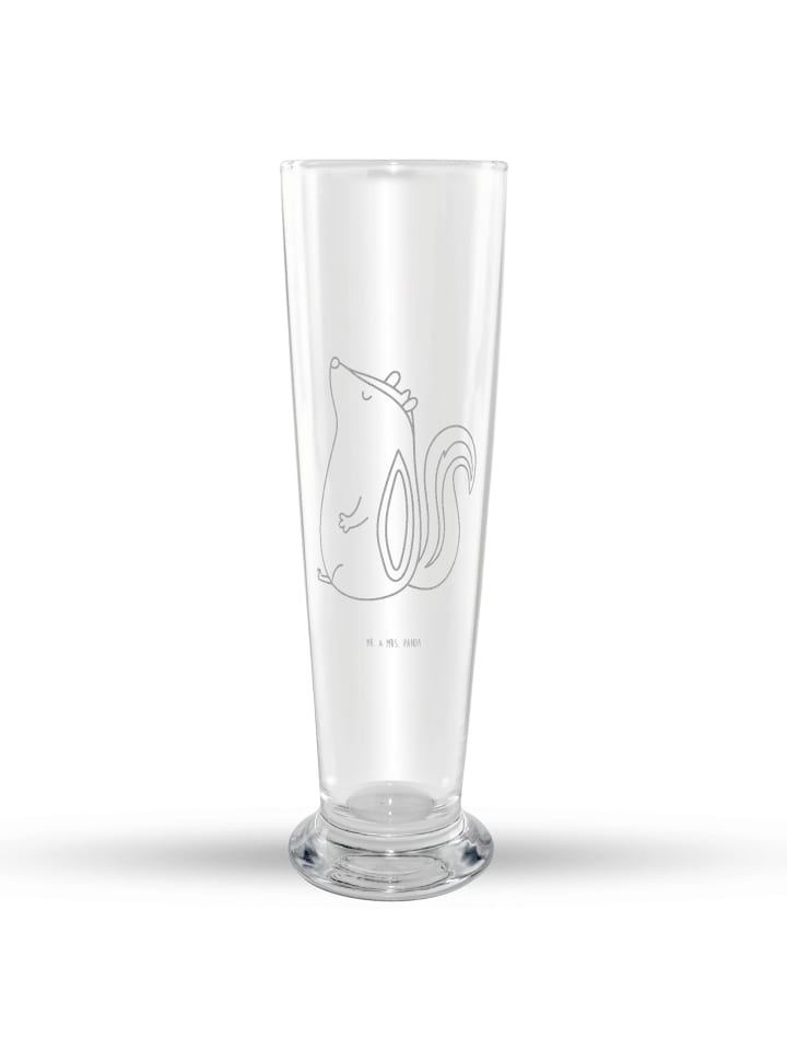 Weißbierglas Stinktier Sitzen ohne Spruch in Transparent