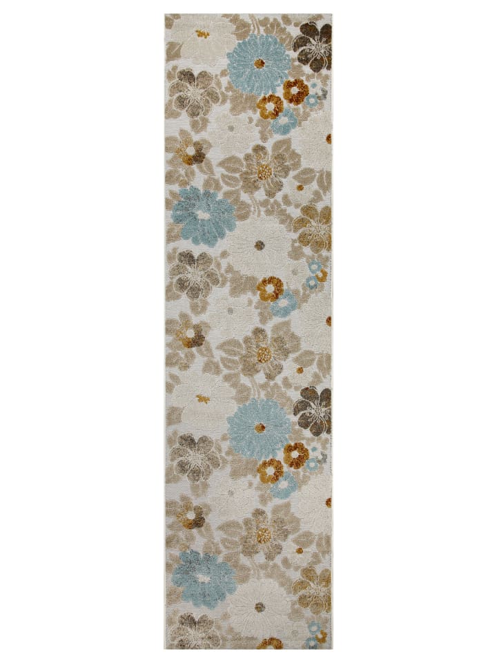 Outdoorteppich "Beach Flower" in Beige/Hellblau/Gelb