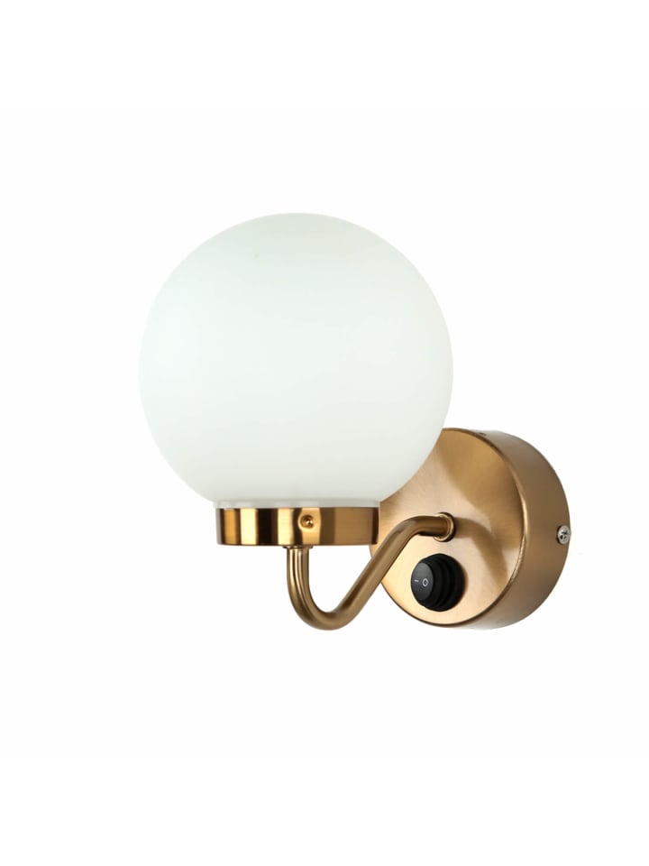 Wandlampe (B)13 x (H)19 cm in Messing Weiß