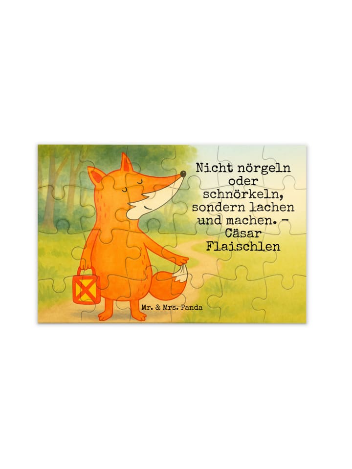 Puzzle Fuchs Laterne Design mit Spruch in Weiß