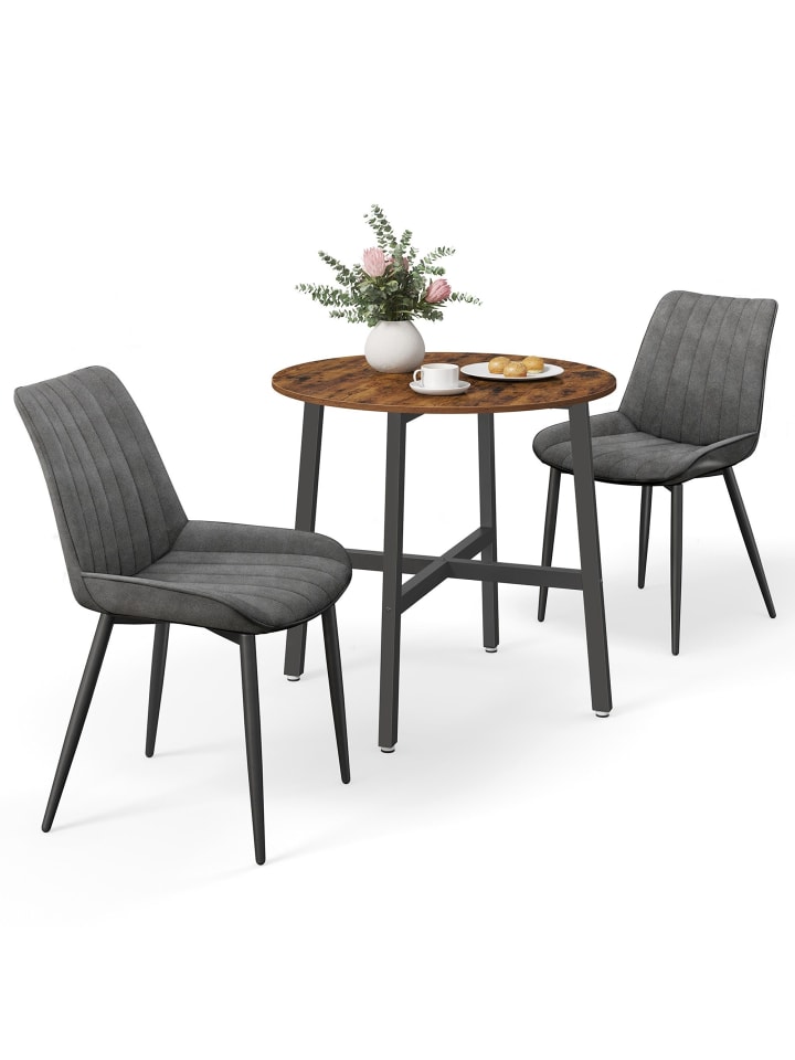 Essgruppe in Vintagebraun-Grau - (B)45 x (H)80.5 x (T)43 cm