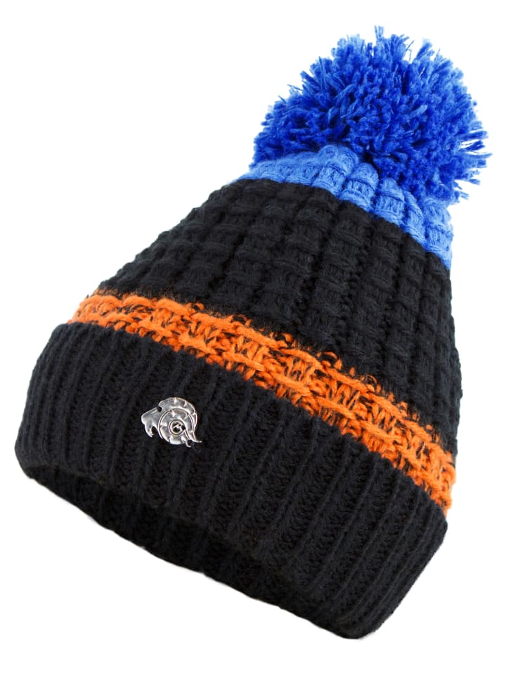 Mütze mit Bommel und leichtem Fleecefutter Blau