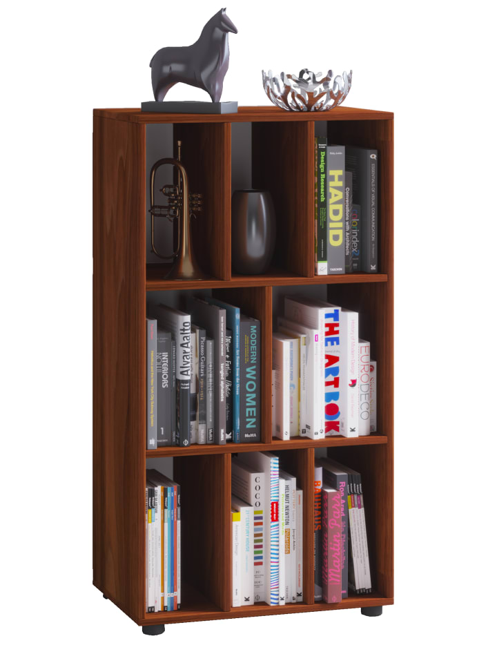 Holz Schallplatte LP Sideboard Regal Woltino in Kern-Nussbaum