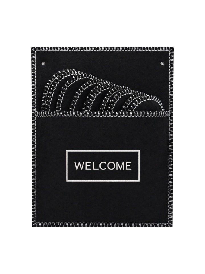 6 x Gästehausschuhe "Welcome" in Schwarz
