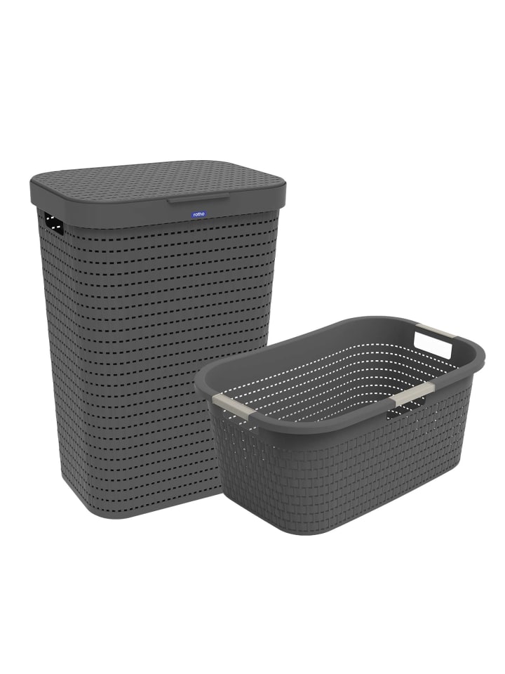 Country Set 2tlg. bestehend aus Korb 40l und Sammler 55l mit Deckel in Anthrazit