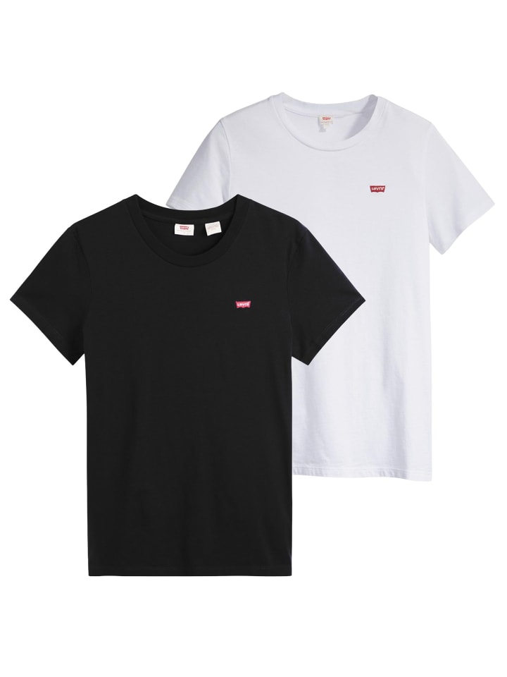 T-Shirt 2er Pack in Schwarz/Weiß