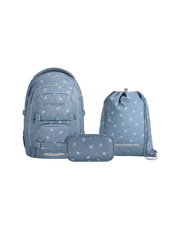 Schulrucksack-Set PORTER "Bloomy Daisy" 3-tlg. in Blau