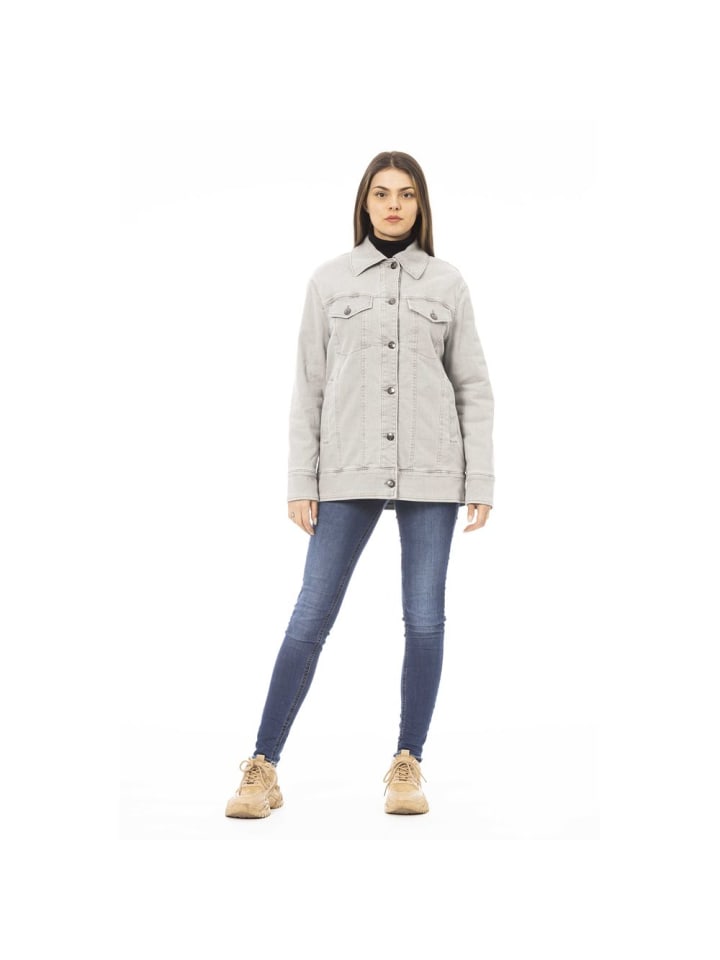 Grau Baumwolle Damen Jacke