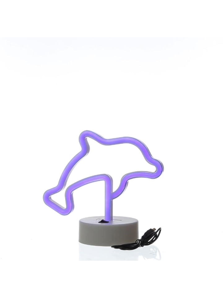LED Neonlicht Dekofigur Delphin H: 19cm in blau