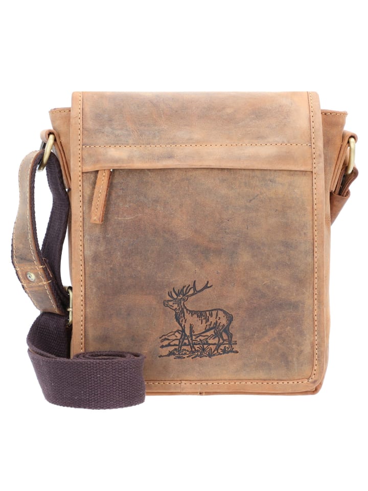 Vintage Umhängetasche Leder 20 cm brown