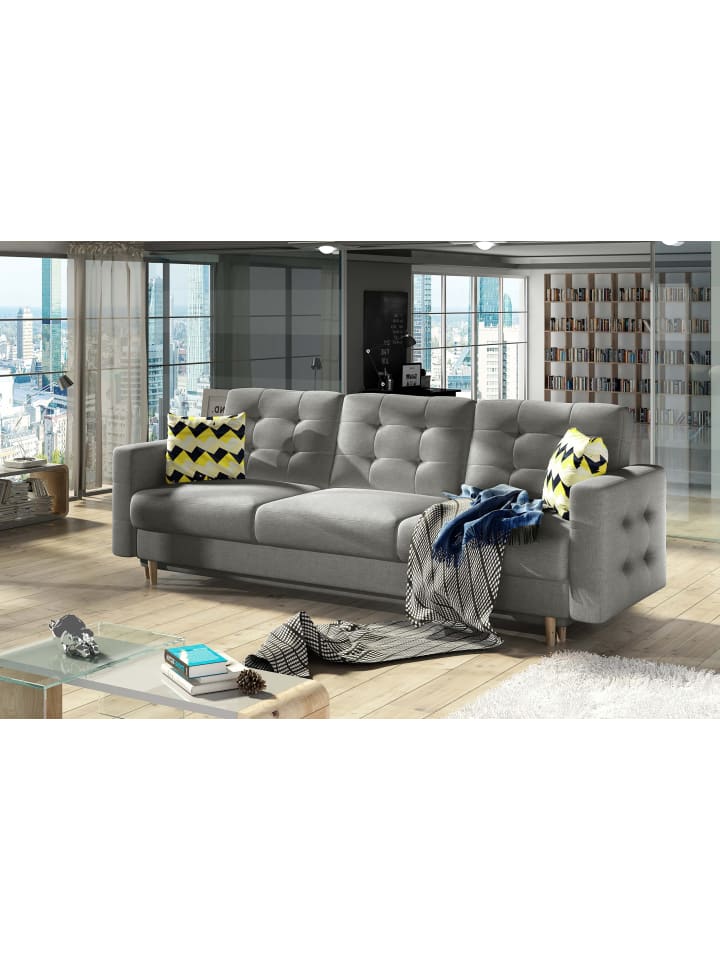 3-Sitzer-Sofa Thor in Webstoff Grau in Grau - (L) 235 x (B) 235 x (H) 73 cm