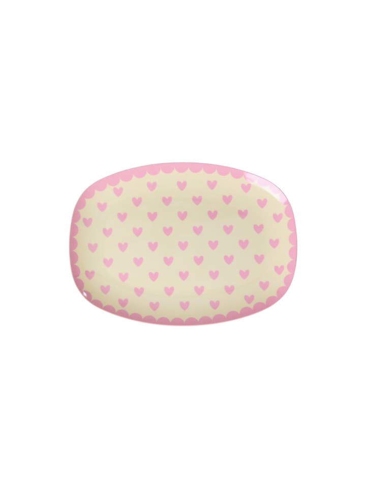 Melamin Teller rechteckig Hearts Print in pink