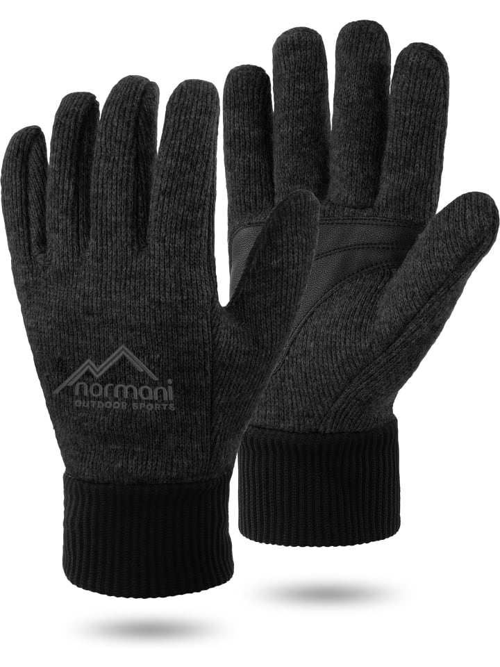 Woll-Strick-Fingerhandschuhe Hamilton in Schwarz