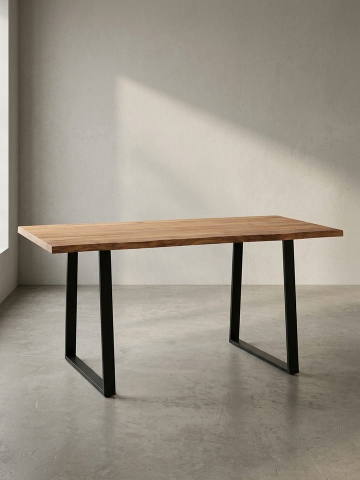 Esstisch Akazie Industrial-Design, Baumkante, Handarbeit