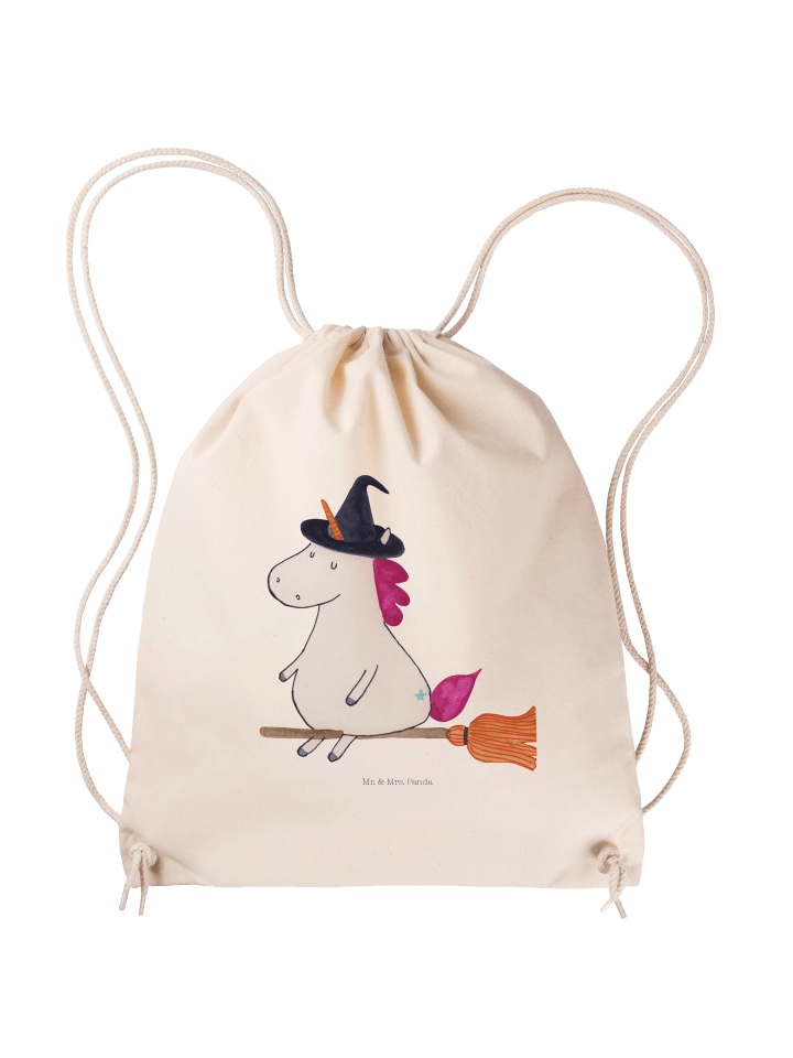 Sportbeutel Einhorn Hexe ohne Spruch in Creme