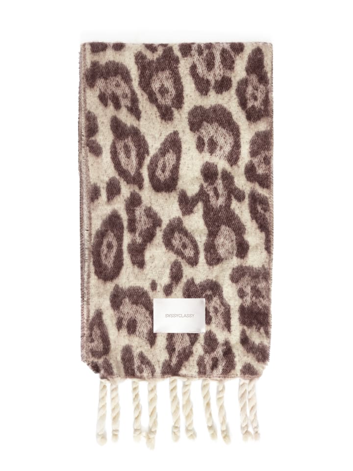 Schal mit Leo-Print in Offwhite
