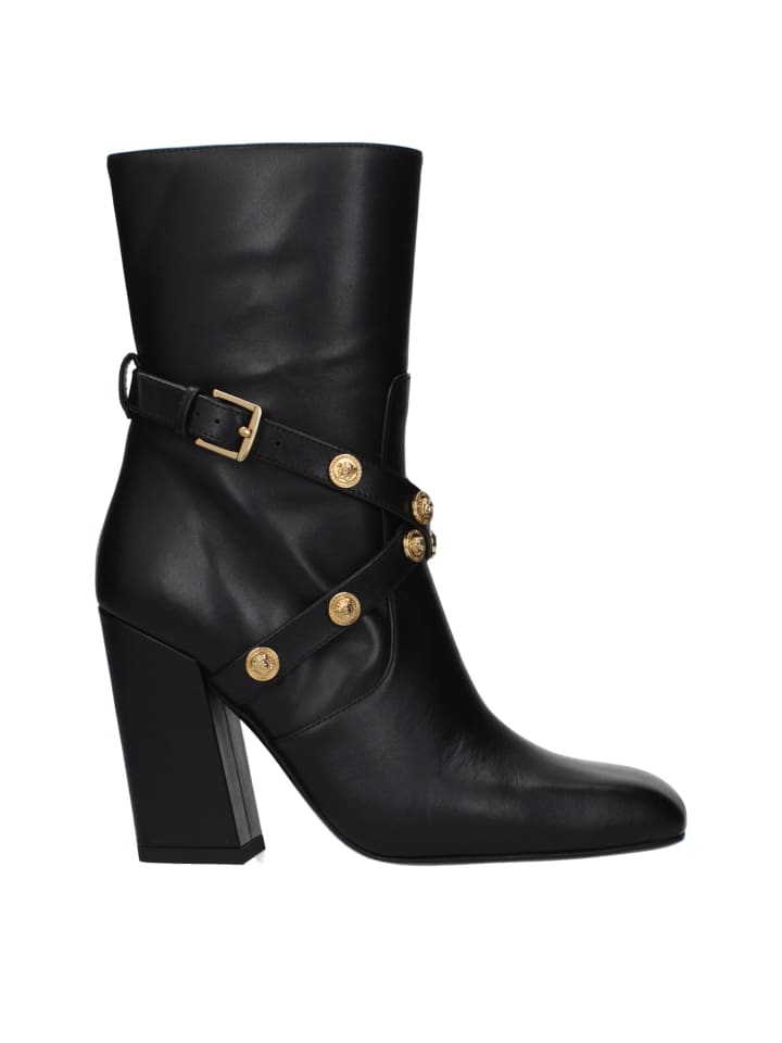 Schwarz Leder Knöchel Stiefel