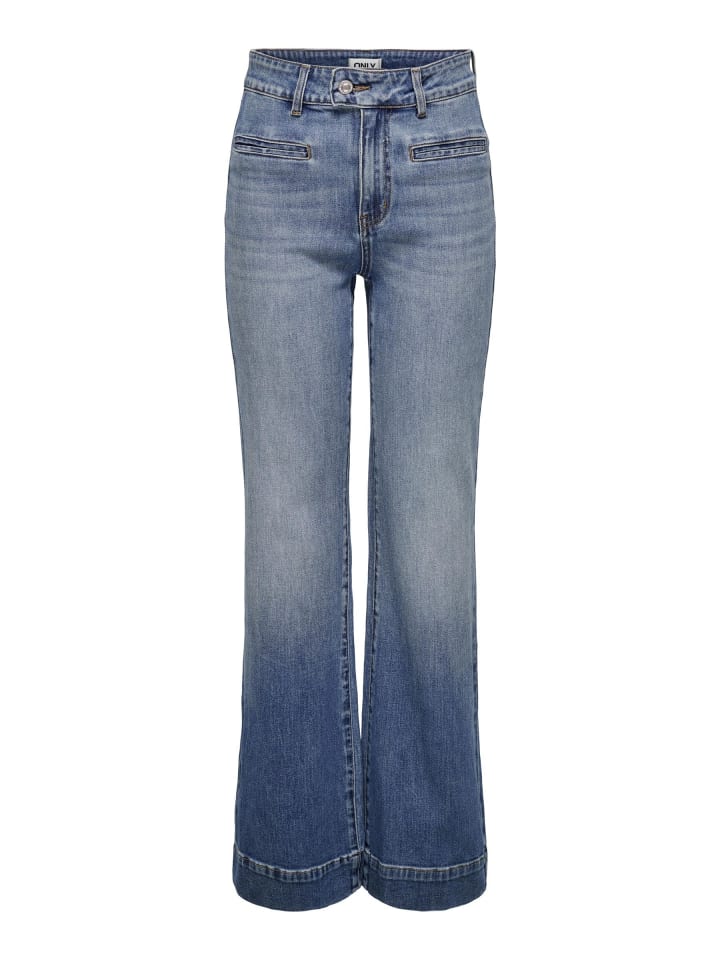 Jeans mit weitem Bein in Medium Blue Denim