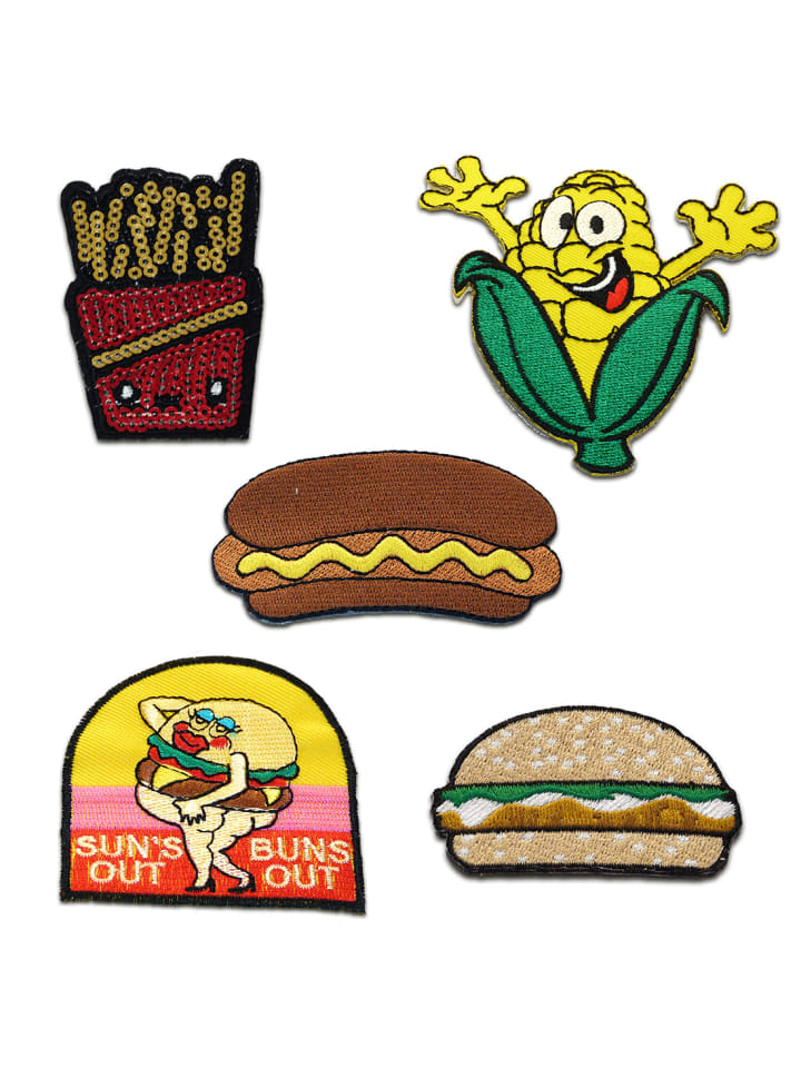 Fast Food Set 5 StückApplikation Bügelbild inBraun