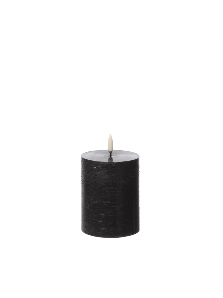 Uyuni LED Kerze PIA Rustik-Optik Echtwachs Timer H: 10cm in schwarz