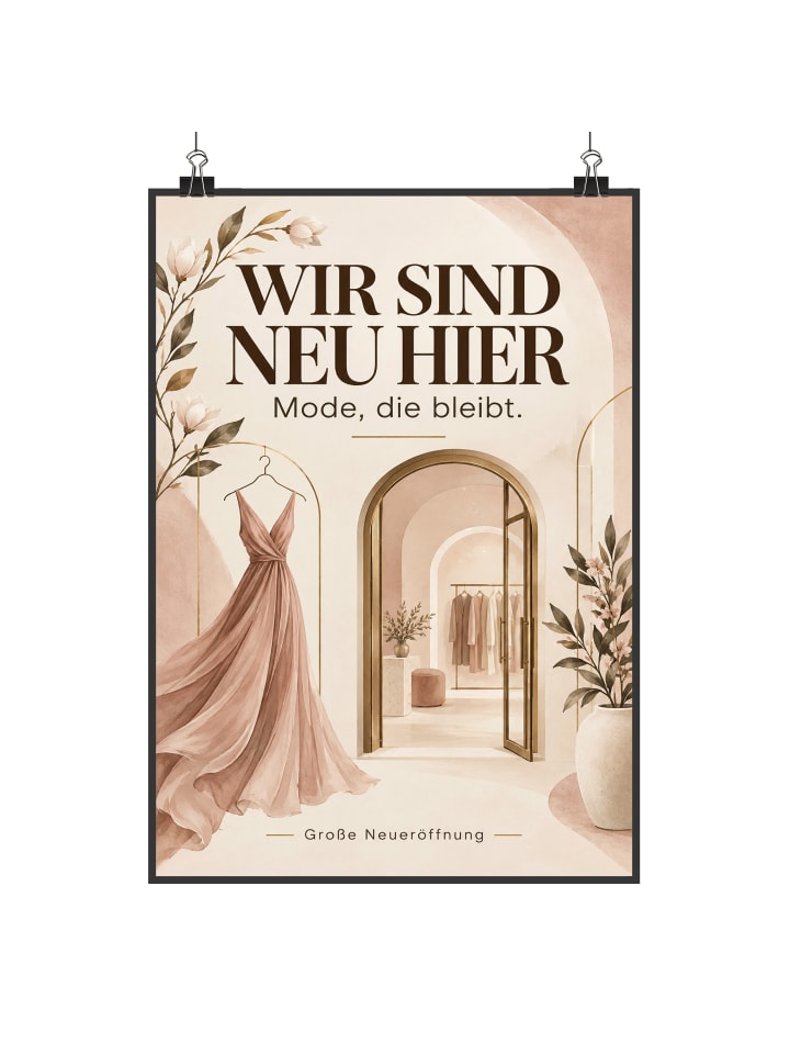 Kunstdruck Boutique elegant Design mit Spruch in Weiß