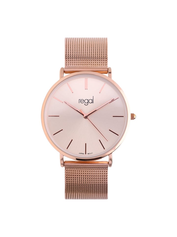 Stahl Quarzuhr Regal Rose