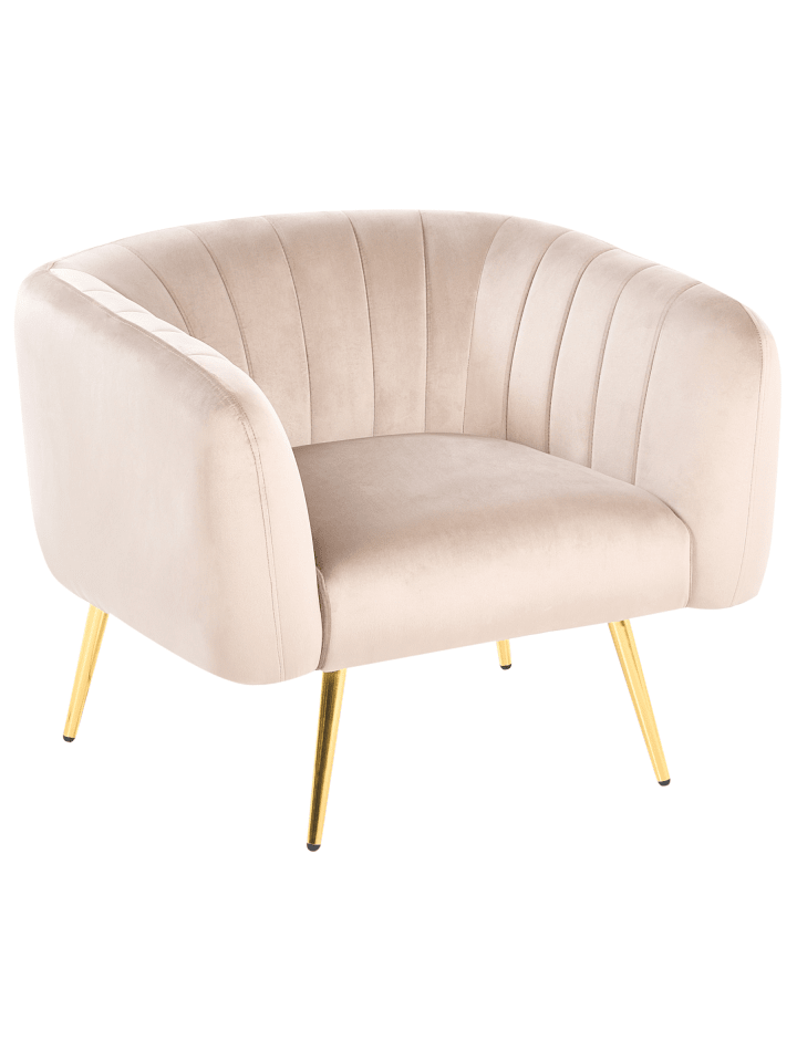Sessel LACONIA in Beige/Gold - (W) 85 x (H) 70 x (L) 76 cm